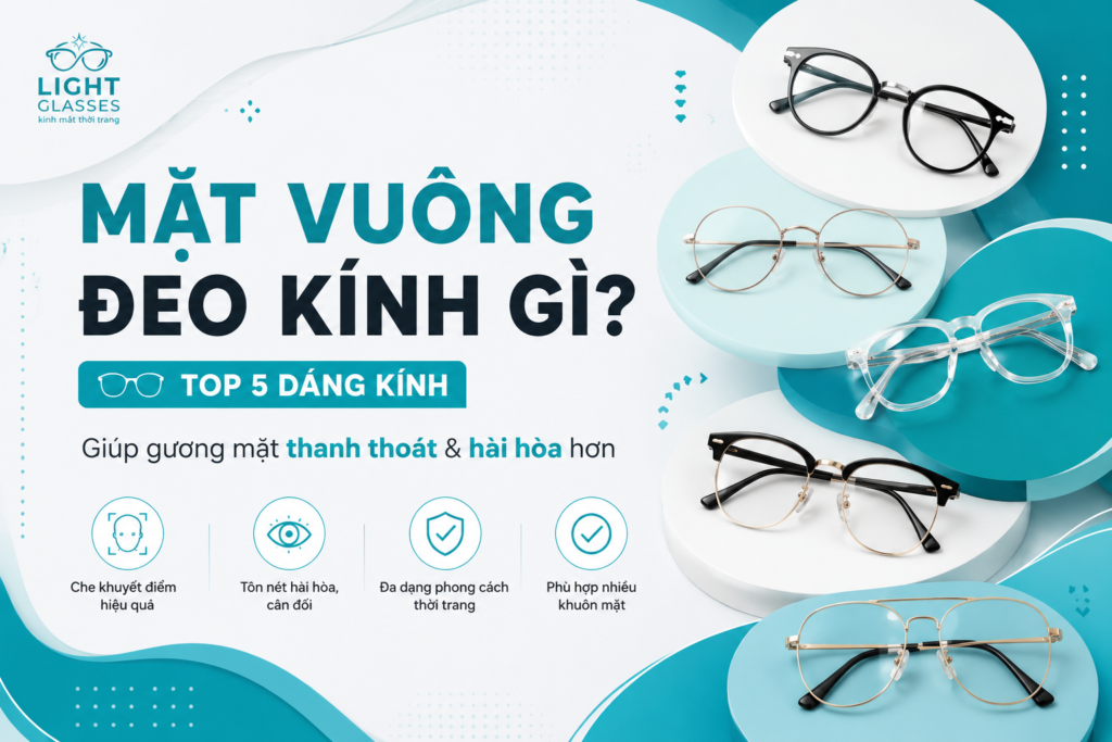 mặt vuông đeo kính gì
