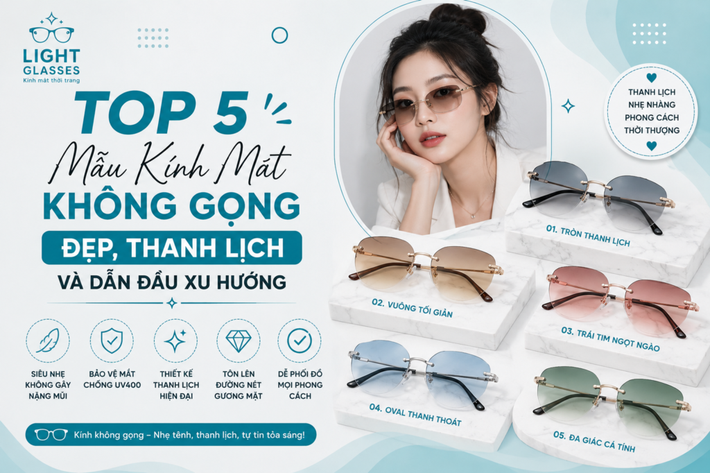 Top 5 Mẫu Kính Mát Không Gọng Đẹp, Thanh Lịch Và Dẫn Đầu Xu Hướng