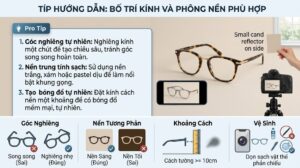 cách chụp kính mắt không bị lóa sáng