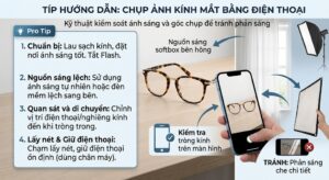 cách chụp kính mắt không bị lóa sáng