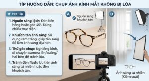 cách chụp kính mắt không bị lóa sáng