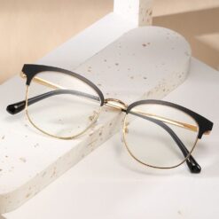 Light Glasses – Kính Gọng Browline Gold Black 1